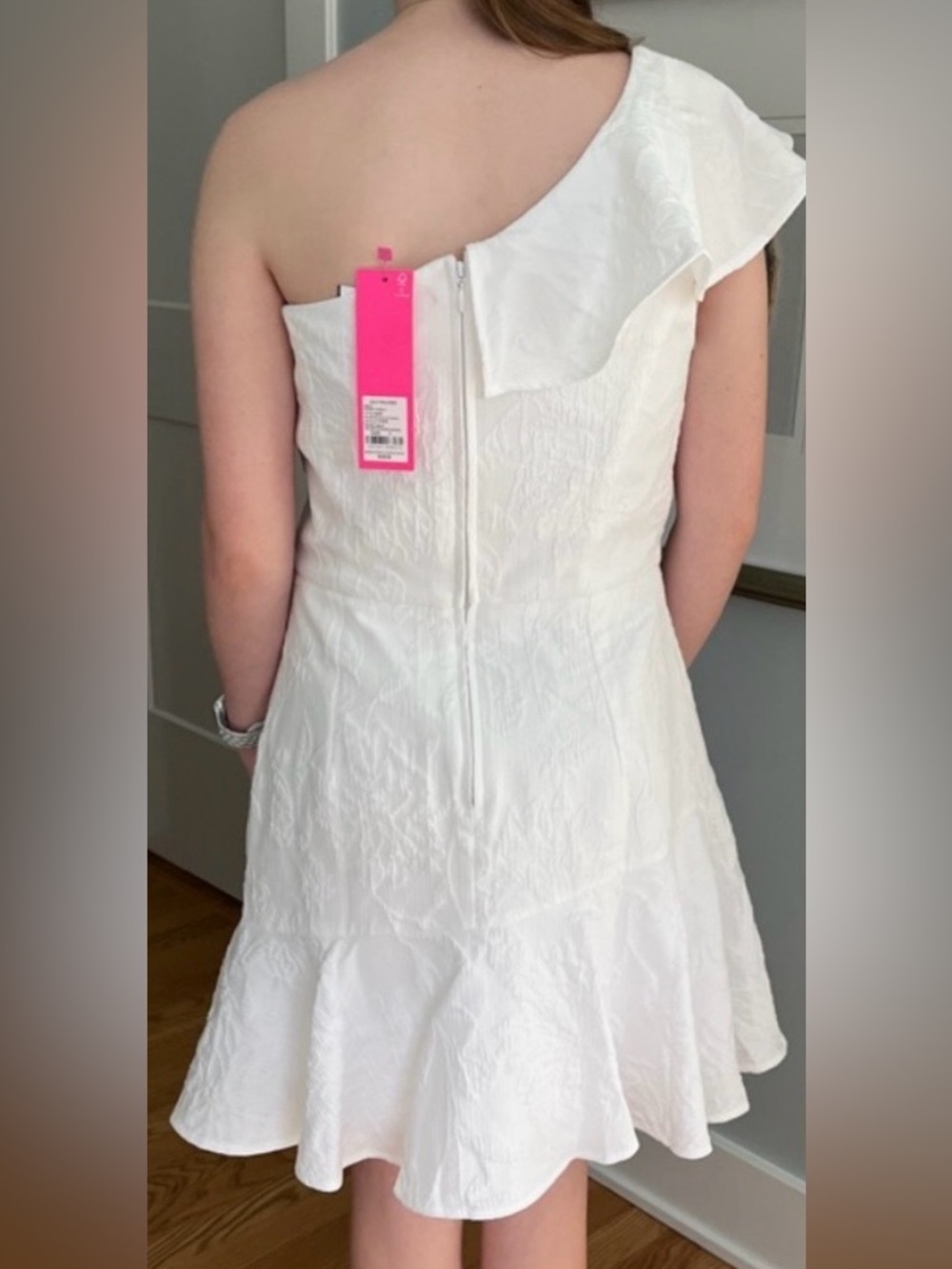 Lilly Pulitzer White One-Shoulder Ruffle Dress